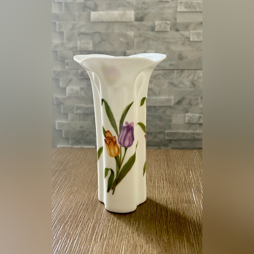 Shafford Fine Bone Hand Decorated Vase with Lilies